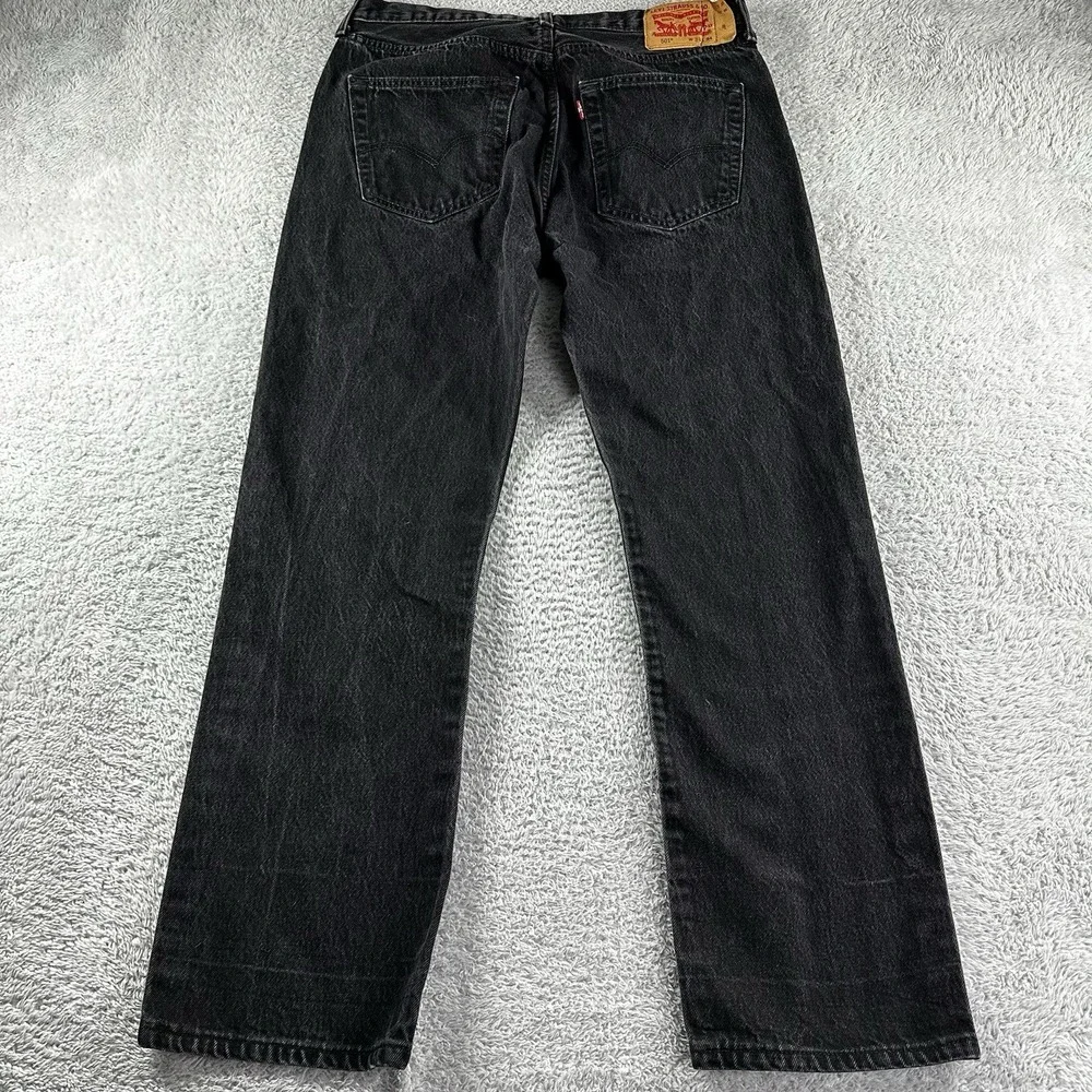 Levi 501 Jeans Mens 36x34 (33x29) Black Button Fly Classic‎ Straight Fade